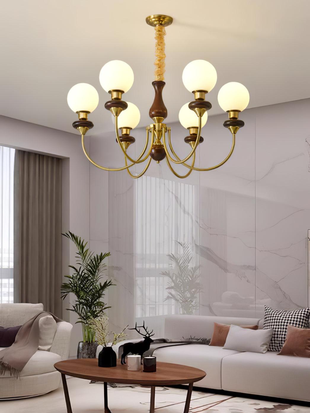 Elegant Retro Monique Chandelier - Adjustable Height, Crystal Accents