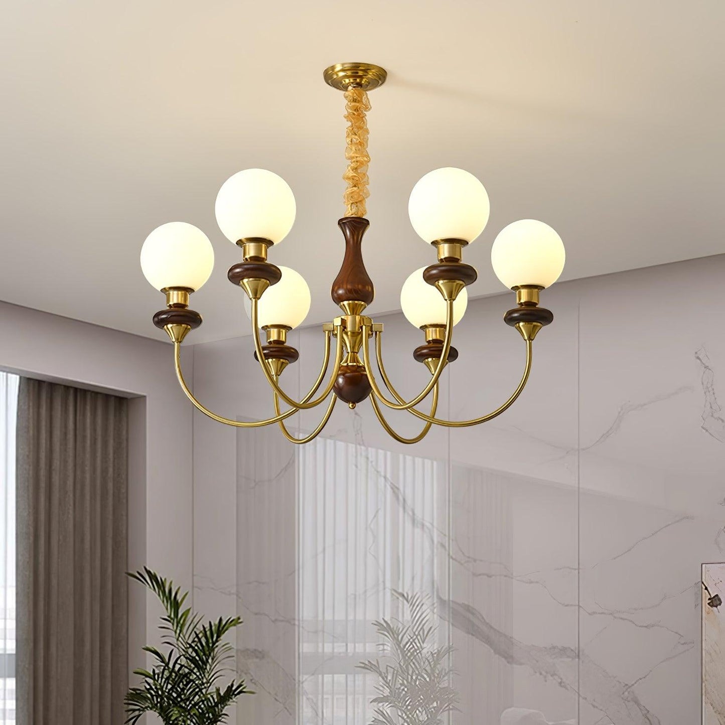 Elegant Retro Monique Chandelier - Adjustable Height, Crystal Accents