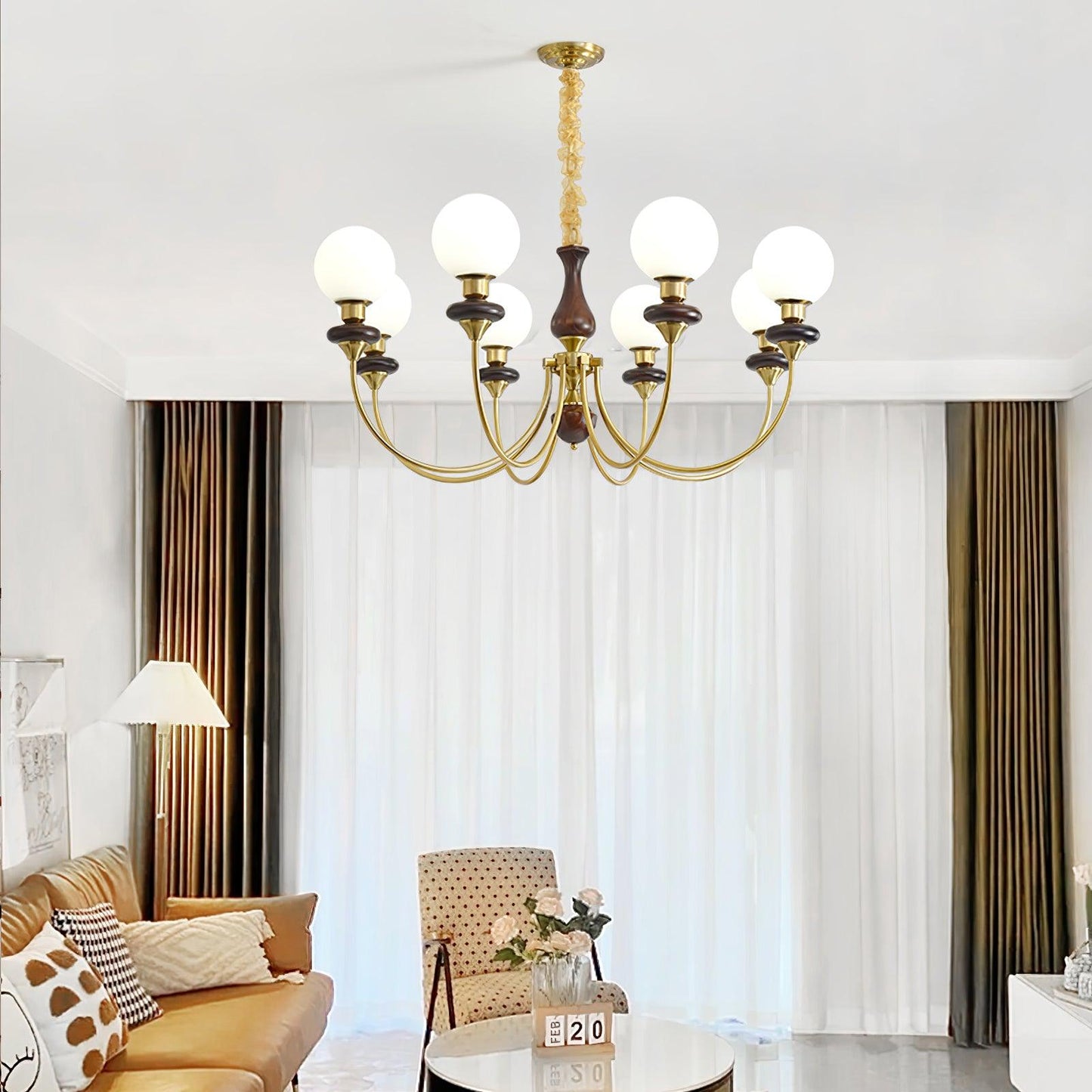 Elegant Retro Monique Chandelier - Adjustable Height, Crystal Accents