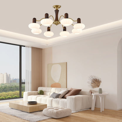 Walnut Color Embrace Chandelier - Elegant Lighting, Adjustable Height
