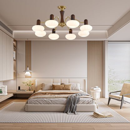 Walnut Color Embrace Chandelier - Elegant Lighting, Adjustable Height