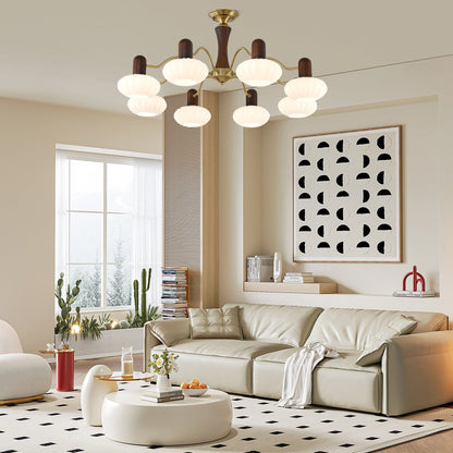 Walnut Color Embrace Chandelier - Elegant Lighting, Adjustable Height