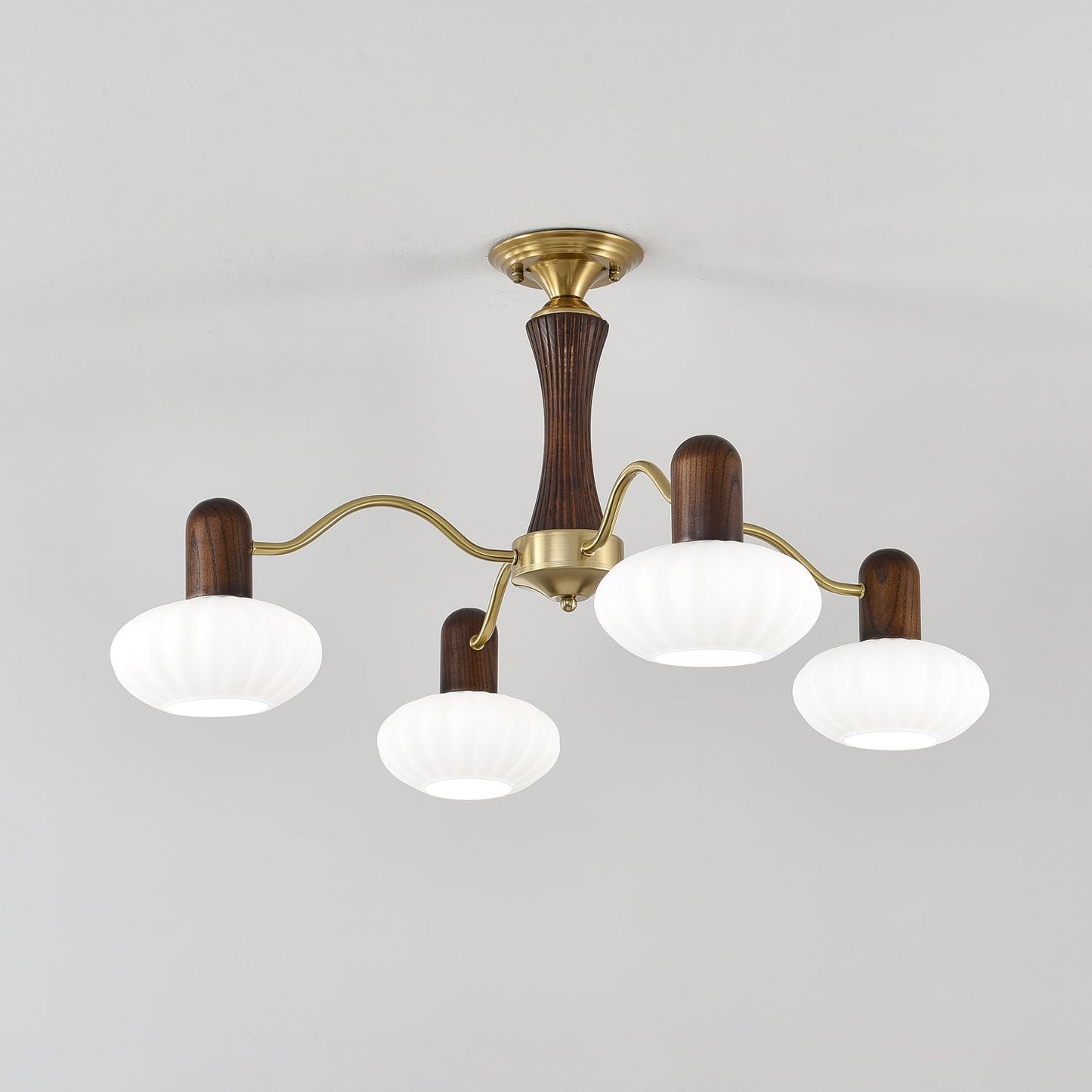 Walnut Color Embrace Chandelier - Elegant Lighting, Adjustable Height