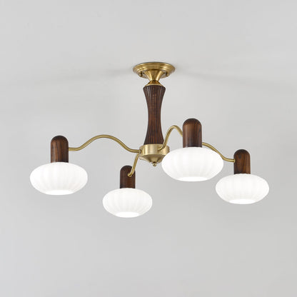 Walnut Color Embrace Chandelier - Elegant Lighting, Adjustable Height