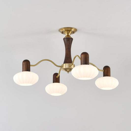 Walnut Color Embrace Chandelier - Elegant Lighting, Adjustable Height