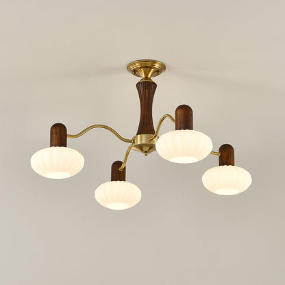 Walnut Color Embrace Chandelier - Elegant Lighting, Adjustable Height