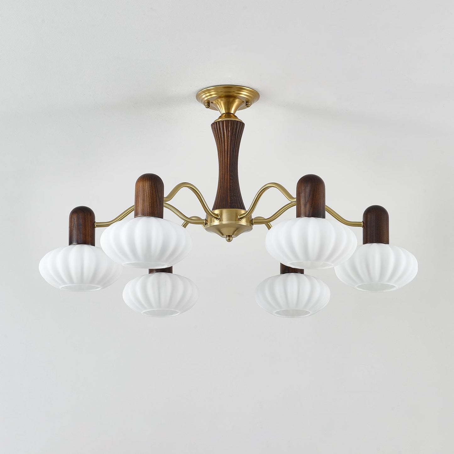 Walnut Color Embrace Chandelier - Elegant Lighting, Adjustable Height