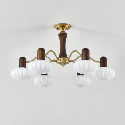 Walnut Color Embrace Chandelier - Elegant Lighting, Adjustable Height