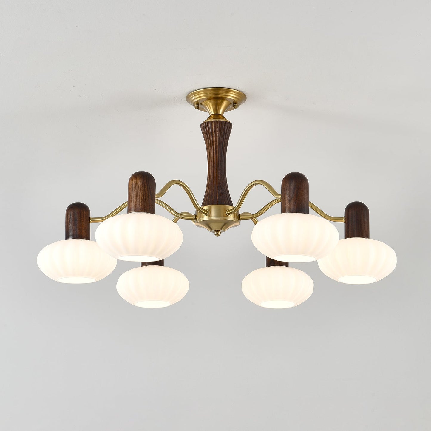 Walnut Color Embrace Chandelier - Elegant Lighting, Adjustable Height