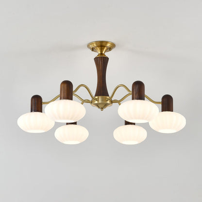 Walnut Color Embrace Chandelier - Elegant Lighting, Adjustable Height