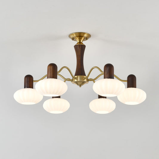 Walnut Color Embrace Chandelier - Elegant Lighting, Adjustable Height
