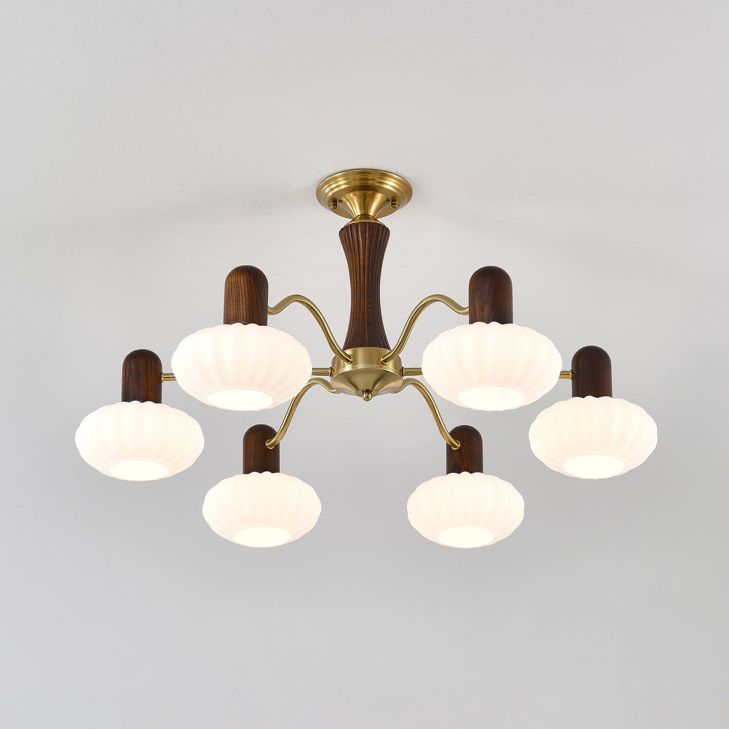 Walnut Color Embrace Chandelier - Elegant Lighting, Adjustable Height