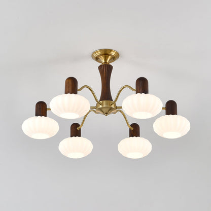 Walnut Color Embrace Chandelier - Elegant Lighting, Adjustable Height