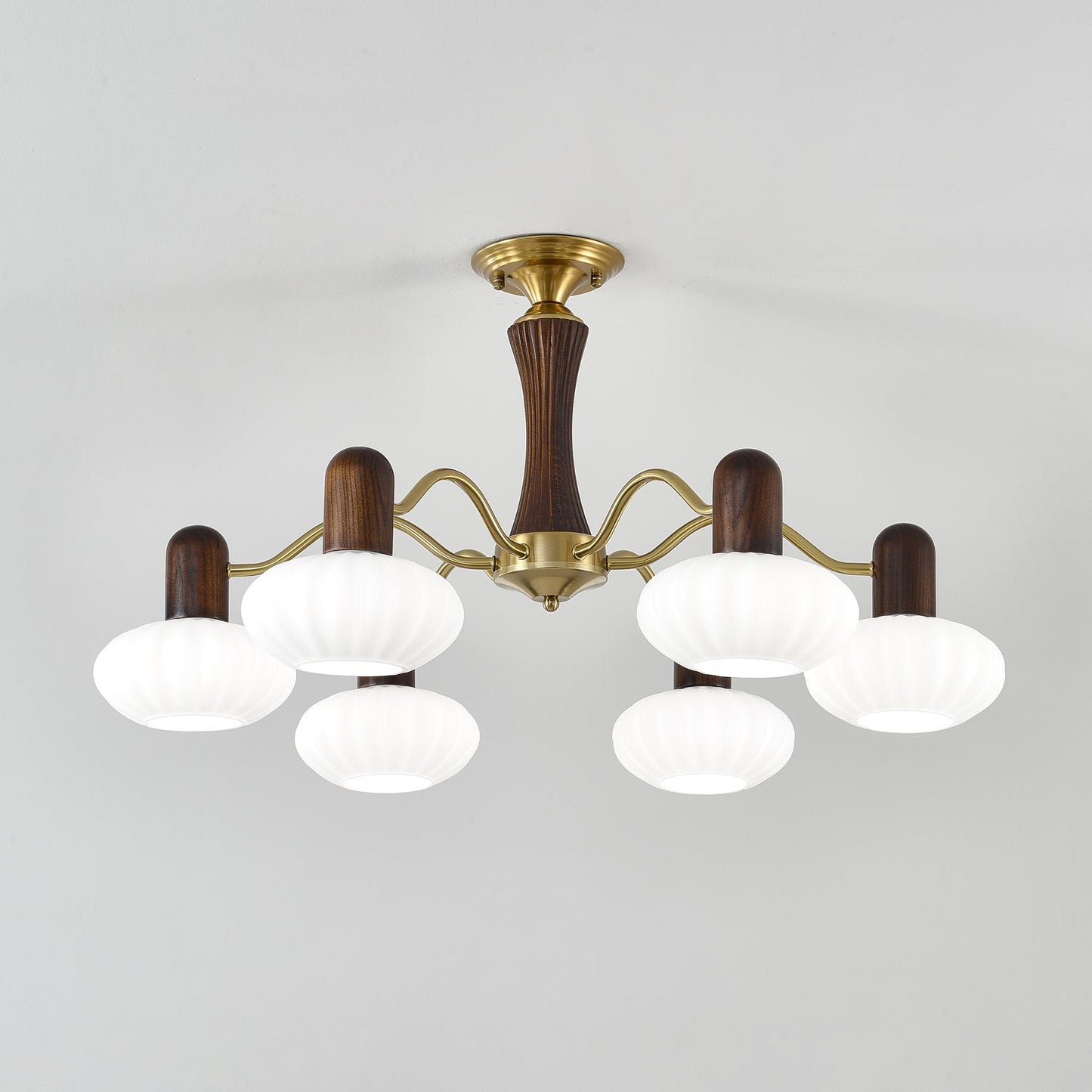 Walnut Color Embrace Chandelier - Elegant Lighting, Adjustable Height