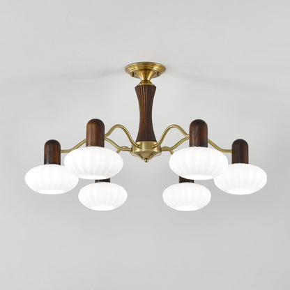 Walnut Color Embrace Chandelier - Elegant Lighting, Adjustable Height