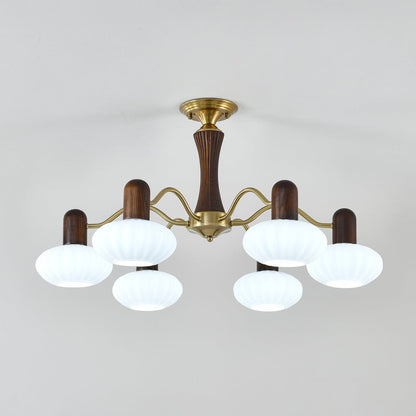Walnut Color Embrace Chandelier - Elegant Lighting, Adjustable Height