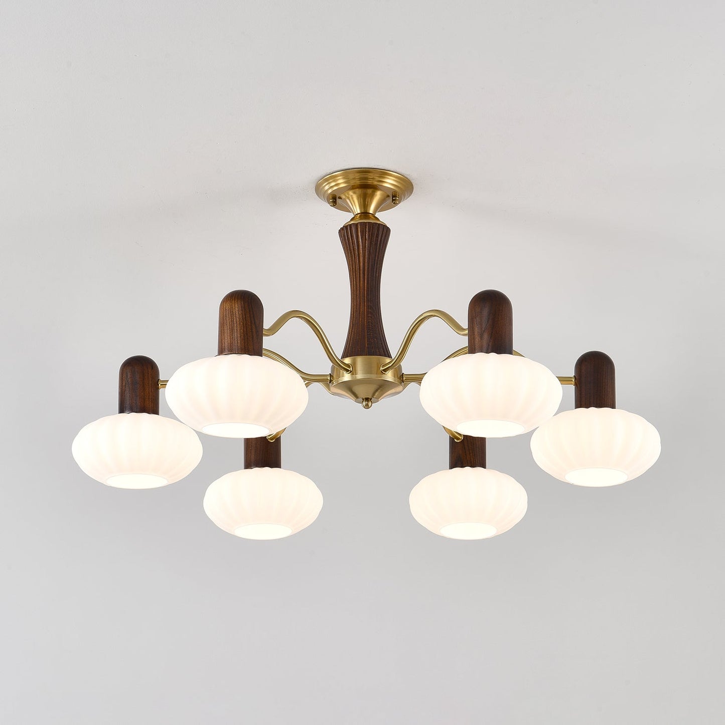 Walnut Color Embrace Chandelier - Elegant Lighting, Adjustable Height