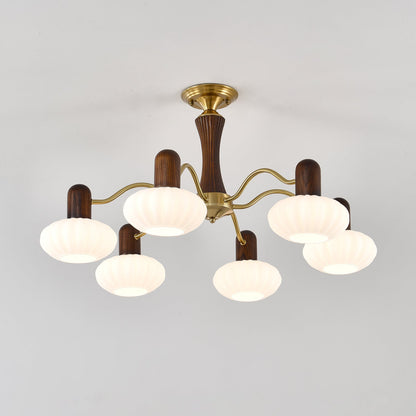 Walnut Color Embrace Chandelier - Elegant Lighting, Adjustable Height