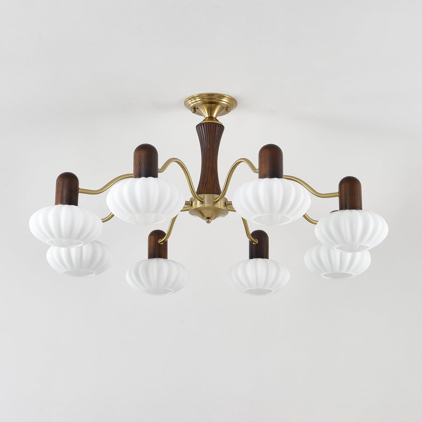 Walnut Color Embrace Chandelier - Elegant Lighting, Adjustable Height