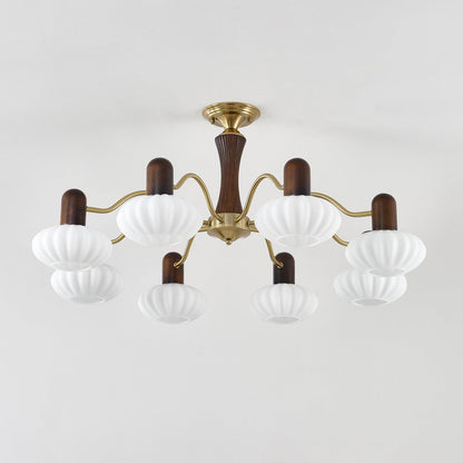 Walnut Color Embrace Chandelier - Elegant Lighting, Adjustable Height