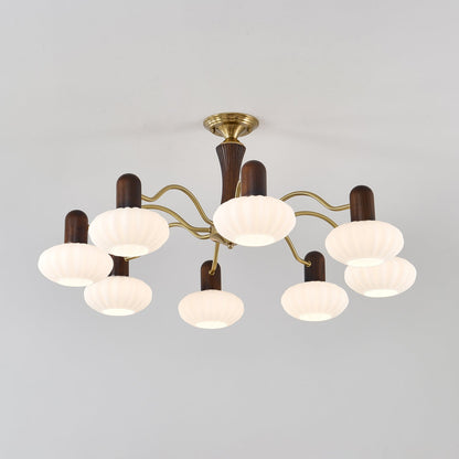 Walnut Color Embrace Chandelier - Elegant Lighting, Adjustable Height
