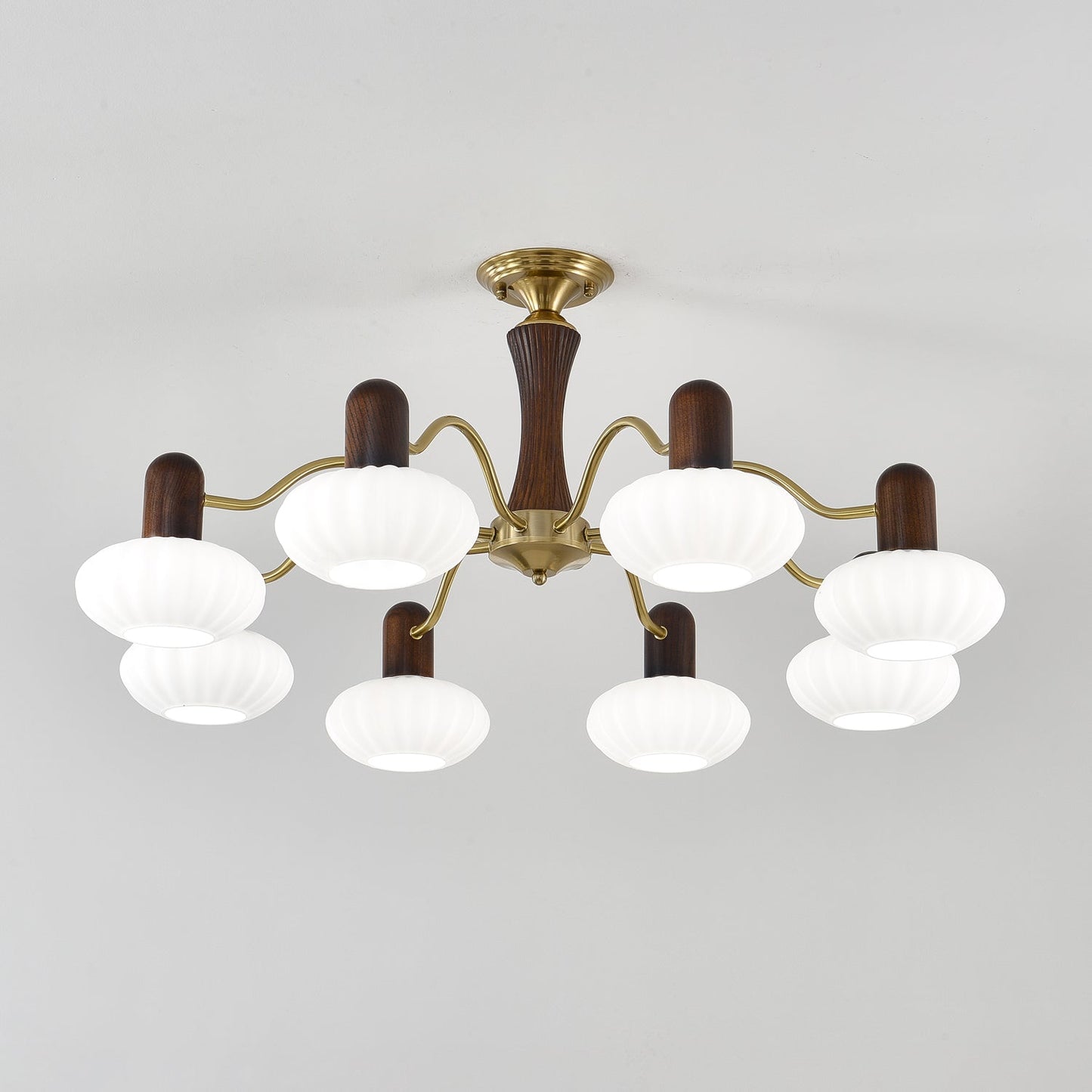 Walnut Color Embrace Chandelier - Elegant Lighting, Adjustable Height