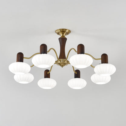 Walnut Color Embrace Chandelier - Elegant Lighting, Adjustable Height