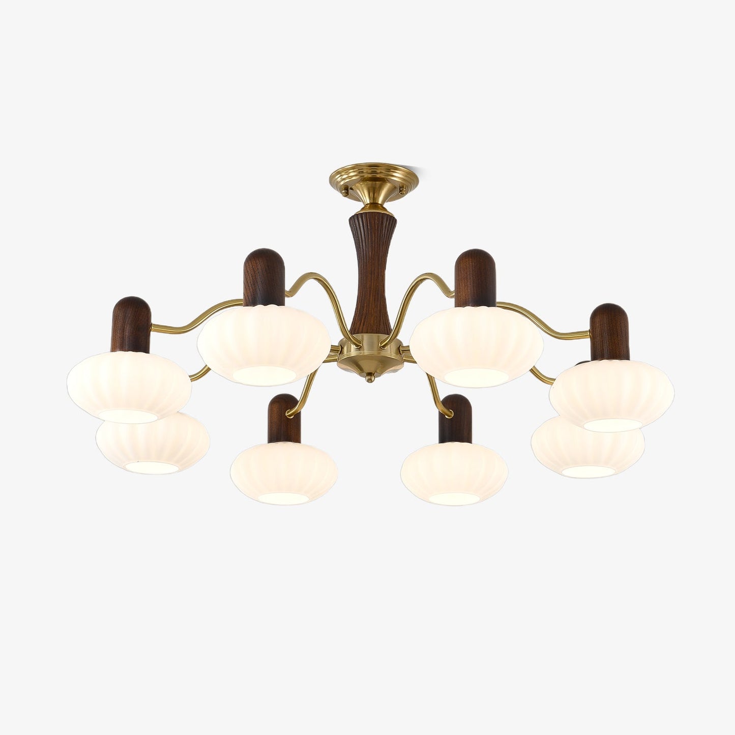Walnut Color Embrace Chandelier - Elegant Lighting, Adjustable Height