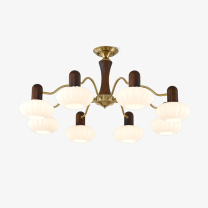 Walnut Color Embrace Chandelier - Elegant Lighting, Adjustable Height