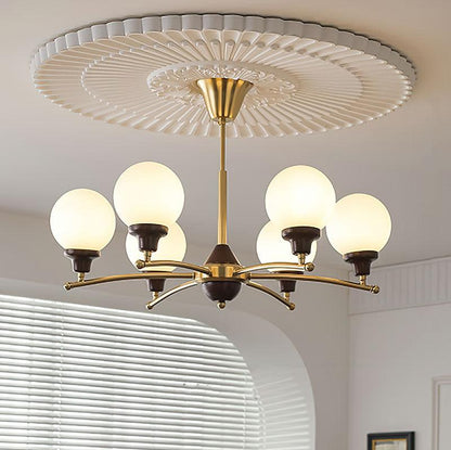 Elegant Walnut Glass Ball Chandelier with Adjustable Height & LED Comp