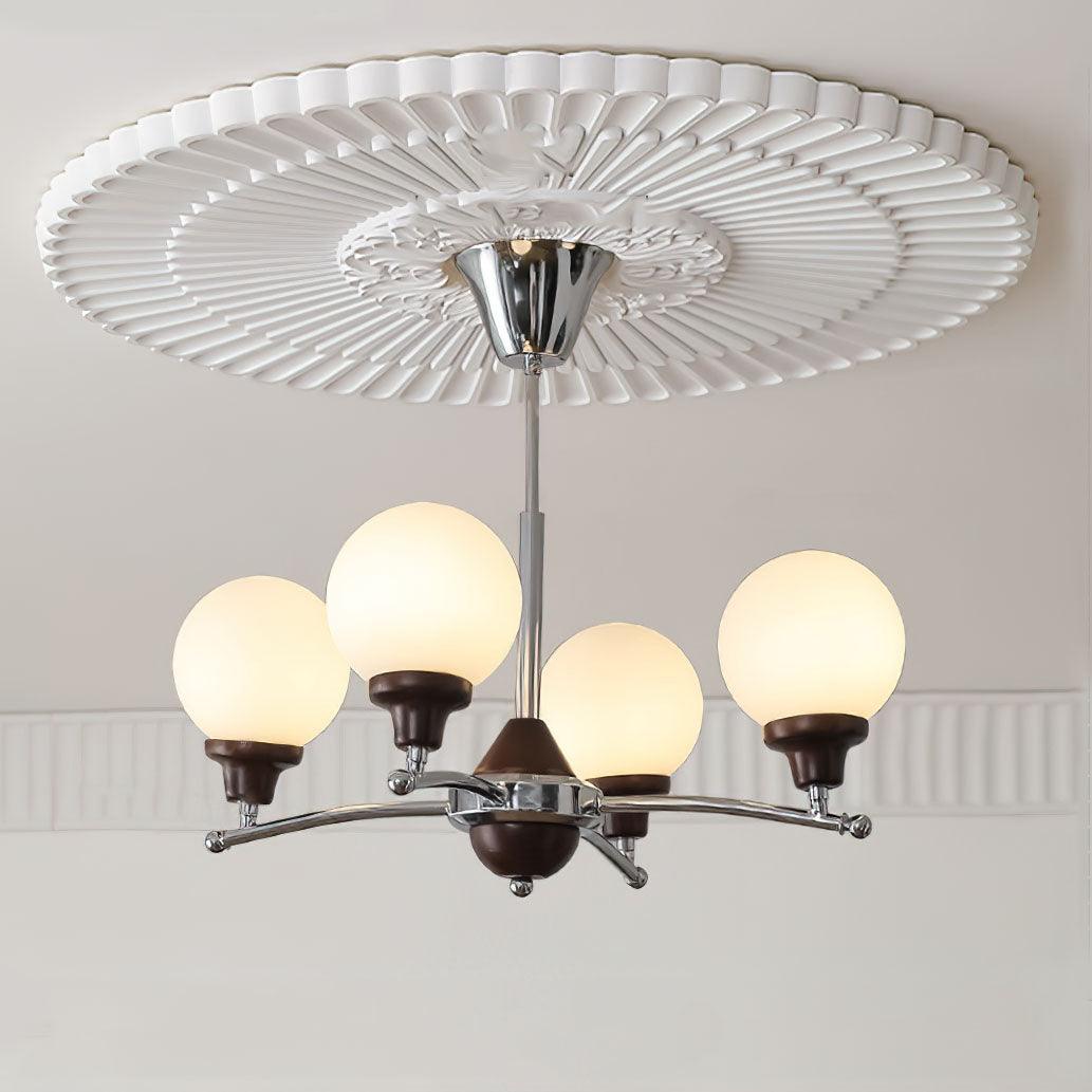 Elegant Walnut Glass Ball Chandelier with Adjustable Height & LED Comp