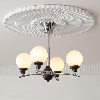 Elegant Walnut Glass Ball Chandelier with Adjustable Height & LED Comp