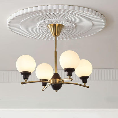 Elegant Walnut Glass Ball Chandelier with Adjustable Height & LED Comp