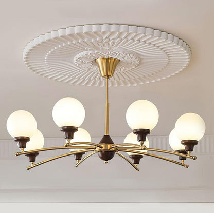 Elegant Walnut Glass Ball Chandelier with Adjustable Height & LED Comp