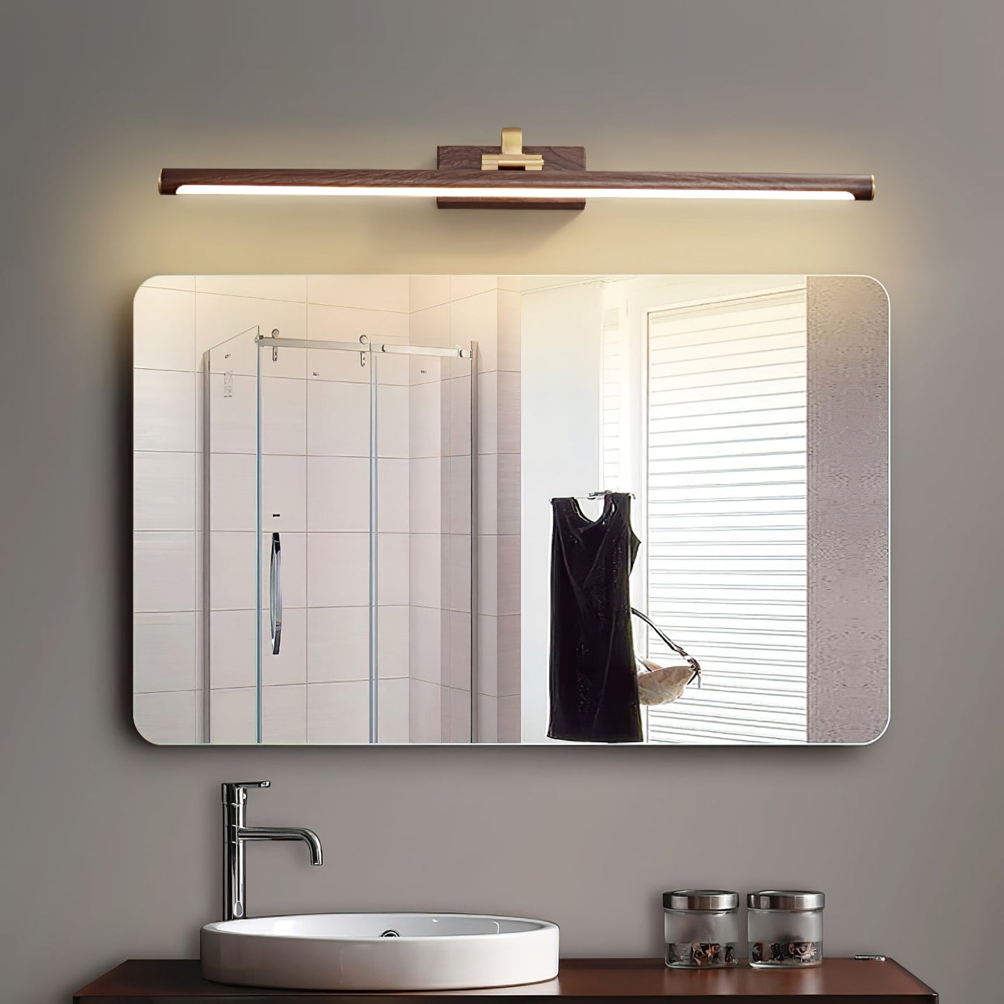 Walnut Linear LED Wall Light - Dimmable, Energy Efficient Illumination