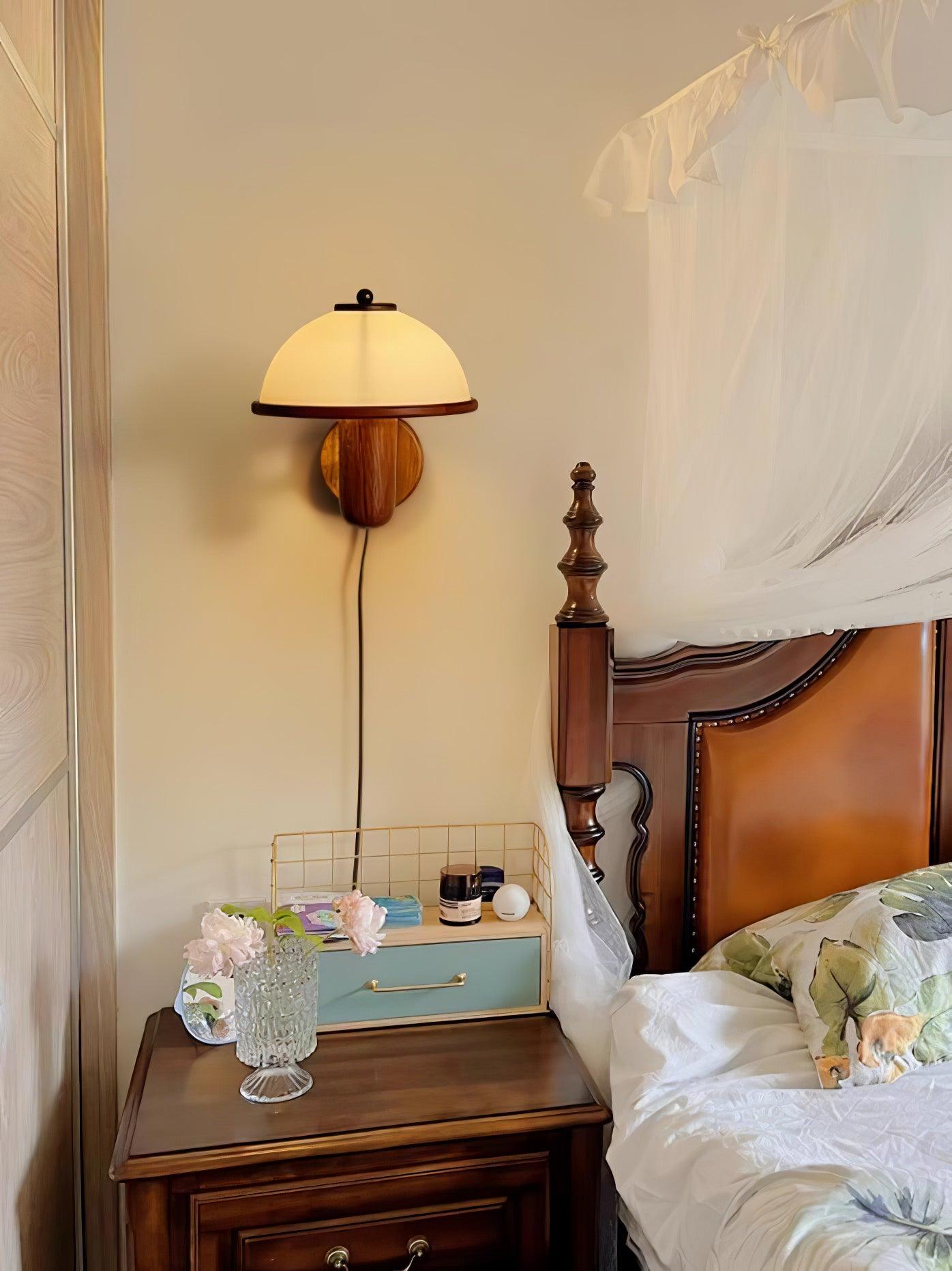 Mushroom Wood Wall Lamp - Adjustable Brightness, Eco-Friendly Design