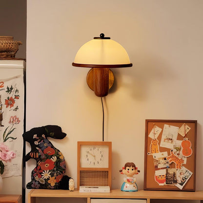 Mushroom Wood Wall Lamp - Adjustable Brightness, Eco-Friendly Design