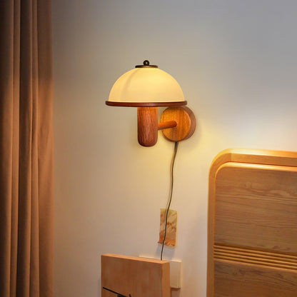 Mushroom Wood Wall Lamp - Adjustable Brightness, Eco-Friendly Design