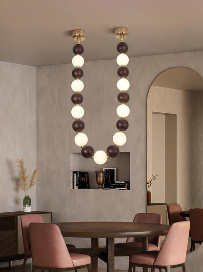 Elegant Walnut Bead Chandelier Necklace with Adjustable Length and Uni