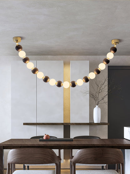 Elegant Walnut Bead Chandelier Necklace with Adjustable Length and Uni