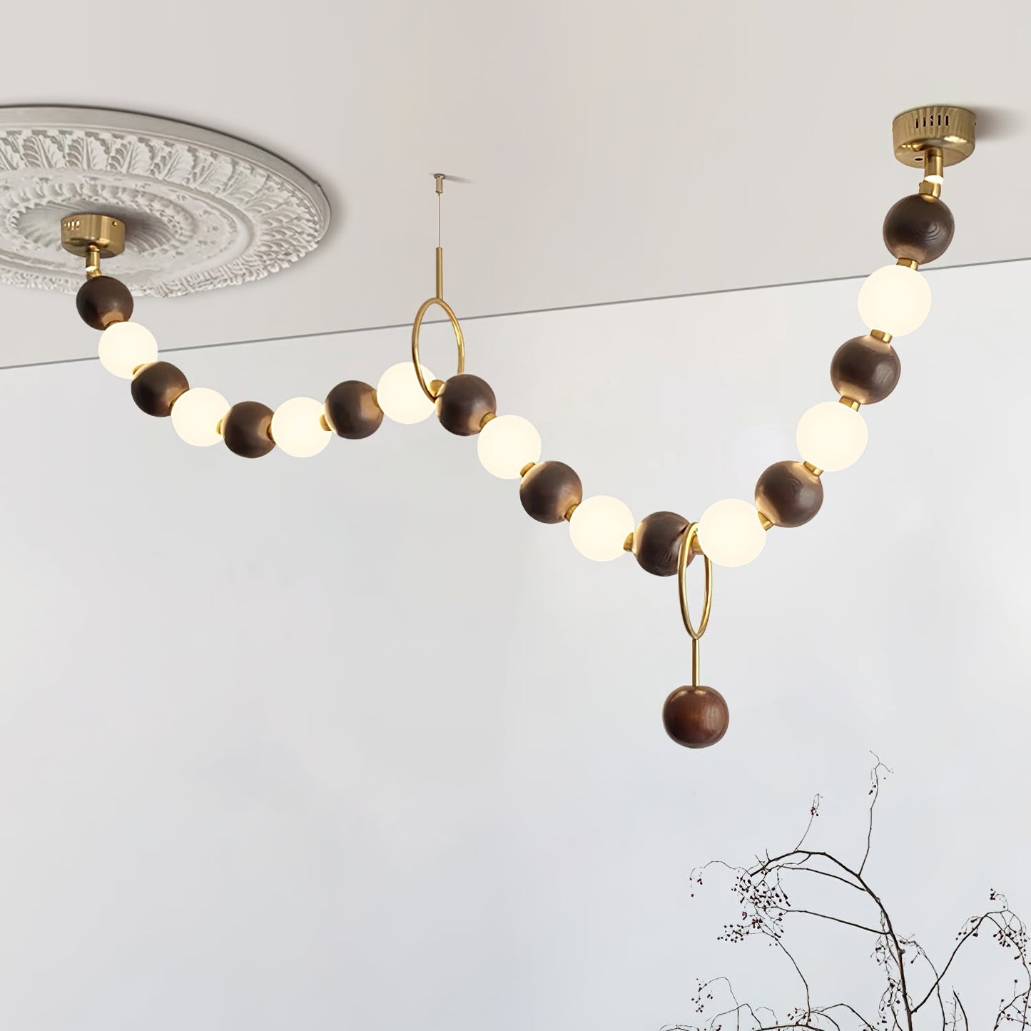 Elegant Walnut Bead Chandelier Necklace with Adjustable Length and Uni