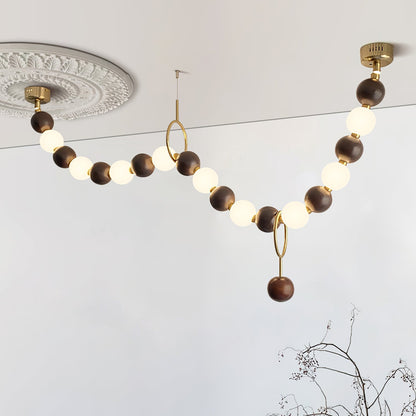 Elegant Walnut Bead Chandelier Necklace with Adjustable Length and Uni