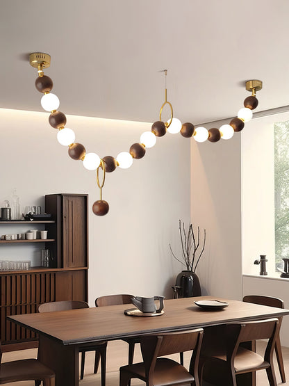 Elegant Walnut Bead Chandelier Necklace with Adjustable Length and Uni