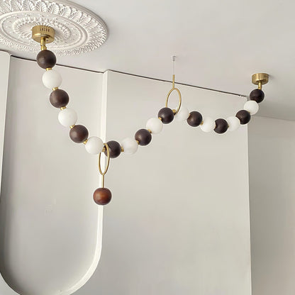 Elegant Walnut Bead Chandelier Necklace with Adjustable Length and Uni