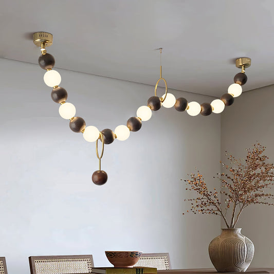 Elegant Walnut Bead Chandelier Necklace with Adjustable Length and Uni