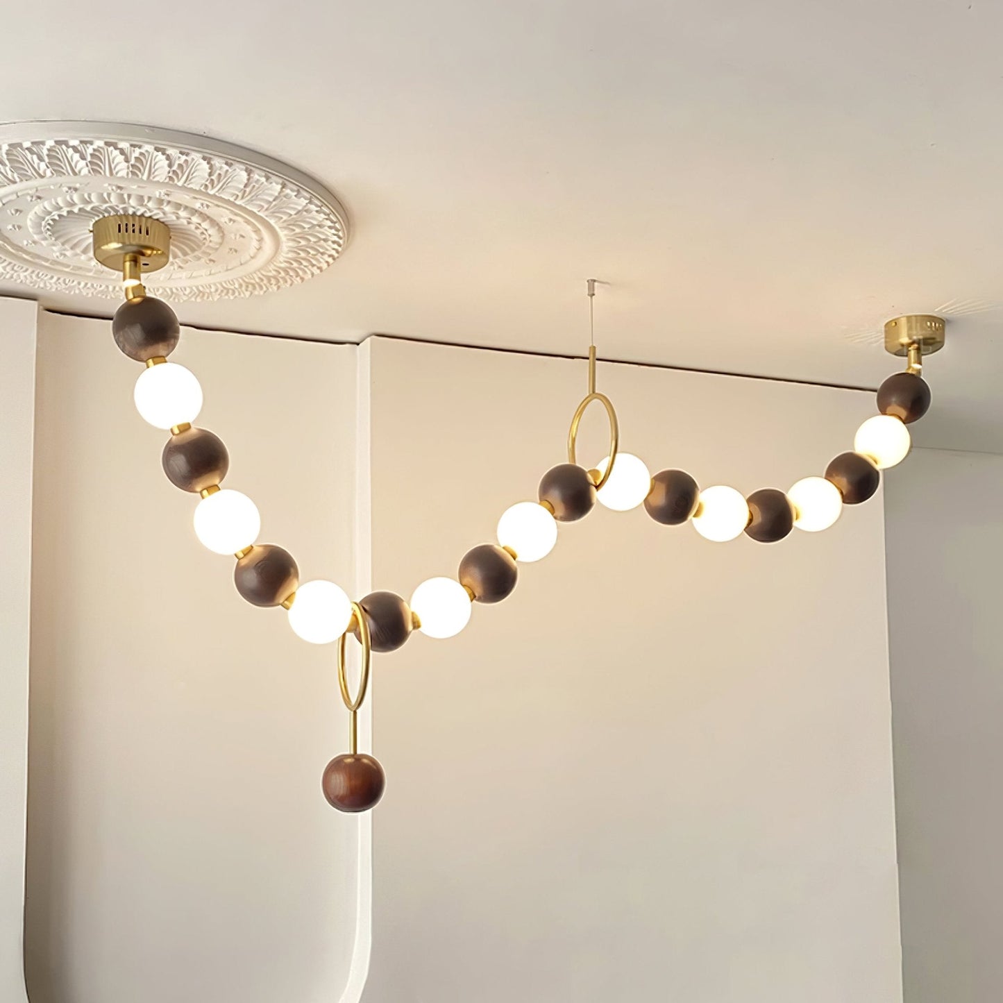 Elegant Walnut Bead Chandelier Necklace with Adjustable Length and Uni