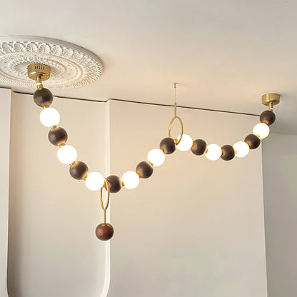 Elegant Walnut Bead Chandelier Necklace with Adjustable Length and Uni