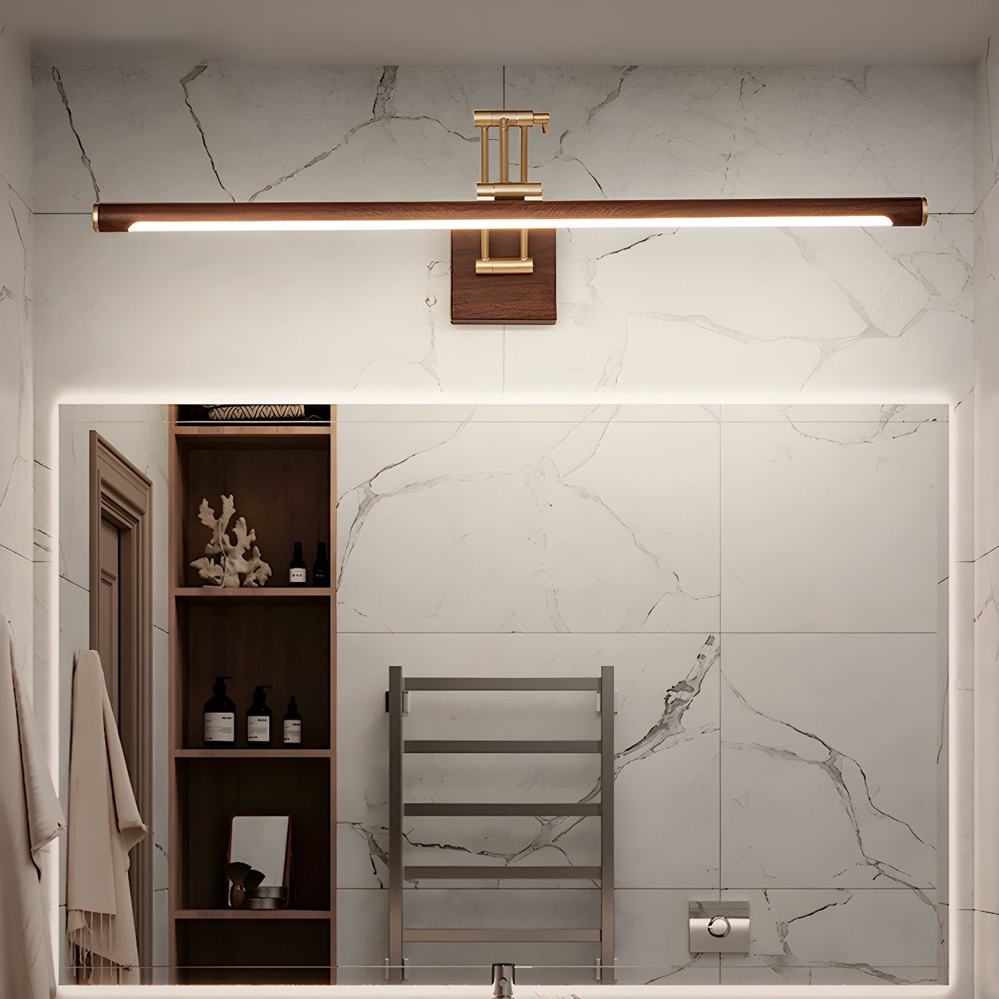 Walnut Linear Adjustable Wall Light - Dimmable & Energy Efficient