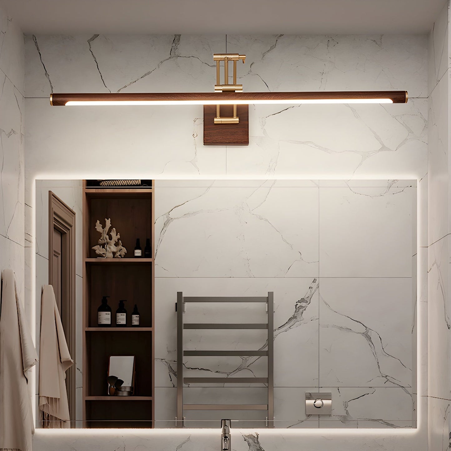 Walnut Linear Adjustable Wall Light - Dimmable & Energy Efficient