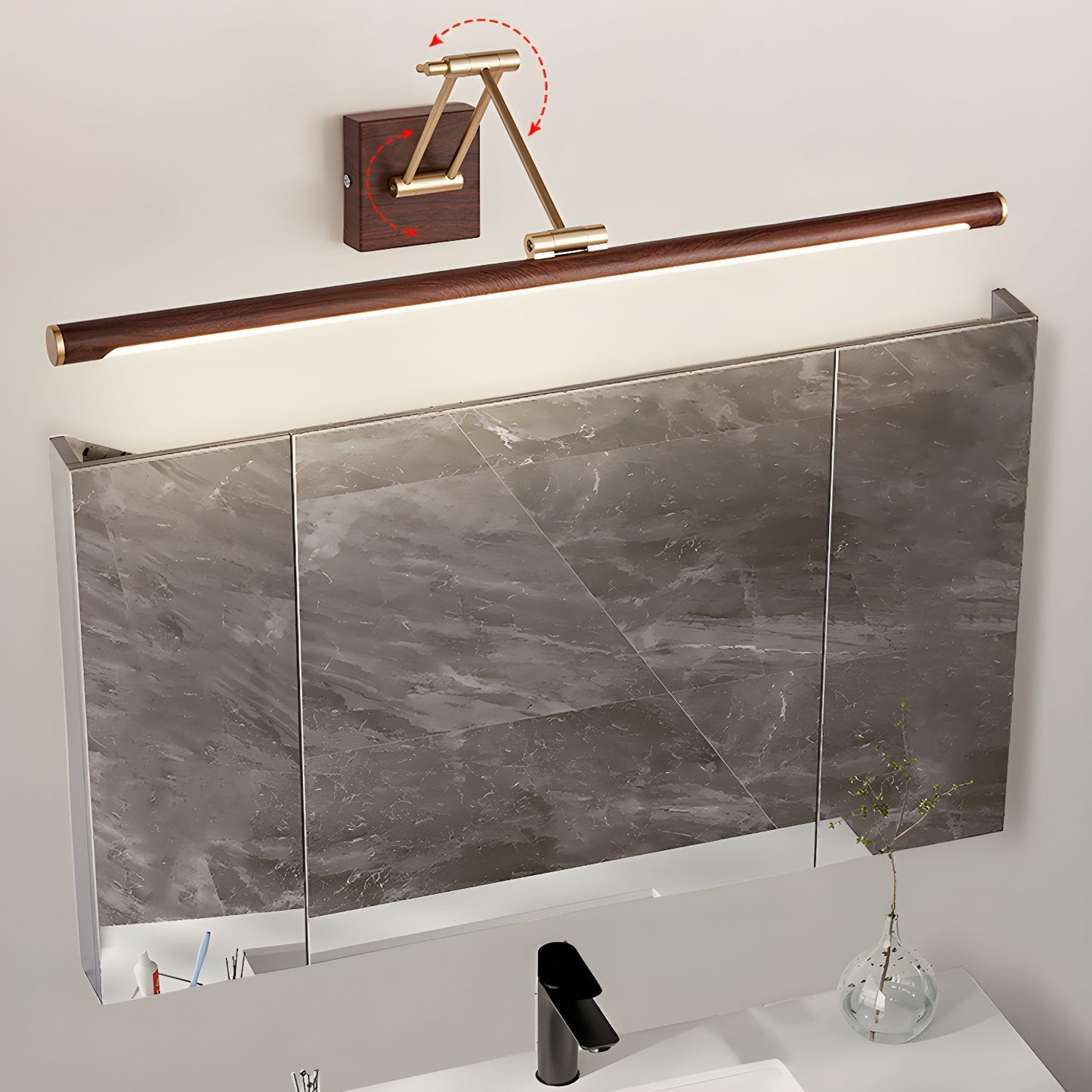 Walnut Linear Adjustable Wall Light - Dimmable & Energy Efficient